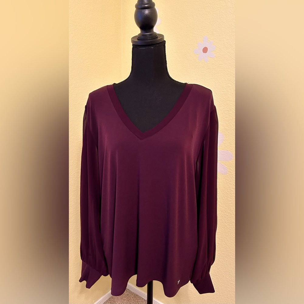 Calvin Klein Purple Long-sleeve Blouse. Size XL